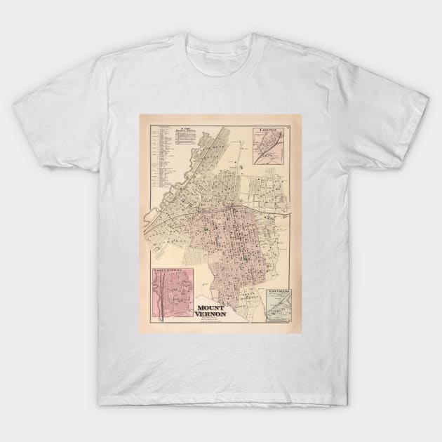 Vintage Map of Mount Vernon NY (1872) T-Shirt by Bravuramedia